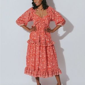 Cleobella Celia Midi Dress Fan Block Print